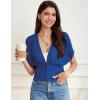 imageGRACE KARIN 2025 Women Short Sleeve Crochet Cardigan Summer Draped VNeck Bolero Shrug Sweater Hollow Out Beach Cover UpBlue