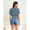 imageGRACE KARIN 2025 Women Short Sleeve Crochet Cardigan Summer Draped VNeck Bolero Shrug Sweater Hollow Out Beach Cover UpGrey Blue