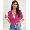 imageGRACE KARIN 2025 Women Short Sleeve Crochet Cardigan Summer Draped VNeck Bolero Shrug Sweater Hollow Out Beach Cover UpHot Pink