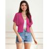 imageGRACE KARIN 2025 Women Short Sleeve Crochet Cardigan Summer Draped VNeck Bolero Shrug Sweater Hollow Out Beach Cover UpHot Pink