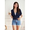 imageGRACE KARIN 2025 Women Short Sleeve Crochet Cardigan Summer Draped VNeck Bolero Shrug Sweater Hollow Out Beach Cover UpNavy Blue