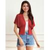 imageGRACE KARIN 2025 Women Short Sleeve Crochet Cardigan Summer Draped VNeck Bolero Shrug Sweater Hollow Out Beach Cover UpRed