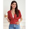 imageGRACE KARIN 2025 Women Short Sleeve Crochet Cardigan Summer Draped VNeck Bolero Shrug Sweater Hollow Out Beach Cover UpRed
