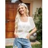 imageGRACE KARIN 2025 Women Short Sleeve Crochet Cardigan Summer Draped VNeck Bolero Shrug Sweater Hollow Out Beach Cover UpWhite