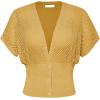imageGRACE KARIN 2025 Women Short Sleeve Crochet Cardigan Summer Draped VNeck Bolero Shrug Sweater Hollow Out Beach Cover UpYellow