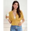 imageGRACE KARIN 2025 Women Short Sleeve Crochet Cardigan Summer Draped VNeck Bolero Shrug Sweater Hollow Out Beach Cover UpYellow