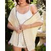 imageGRACE KARIN 2025 Womens Summer Lightweight Cardigan Sweater Crochet Short Sleeve Open Front Beach Knit Shrug OutwearApricot