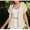 imageGRACE KARIN 2025 Womens Summer Lightweight Cardigan Sweater Crochet Short Sleeve Open Front Beach Knit Shrug OutwearApricot