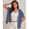 imageGRACE KARIN 2025 Womens Summer Lightweight Cardigan Sweater Crochet Short Sleeve Open Front Beach Knit Shrug OutwearGray Blue