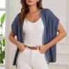 imageGRACE KARIN 2025 Womens Summer Lightweight Cardigan Sweater Crochet Short Sleeve Open Front Beach Knit Shrug OutwearGray Blue