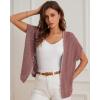 imageGRACE KARIN 2025 Womens Summer Lightweight Cardigan Sweater Crochet Short Sleeve Open Front Beach Knit Shrug OutwearGrey Pink