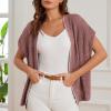 imageGRACE KARIN 2025 Womens Summer Lightweight Cardigan Sweater Crochet Short Sleeve Open Front Beach Knit Shrug OutwearGrey Pink