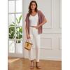 imageGRACE KARIN 2025 Womens Summer Lightweight Cardigan Sweater Crochet Short Sleeve Open Front Beach Knit Shrug OutwearGrey Pink