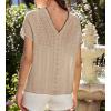imageGRACE KARIN 2025 Womens Summer Lightweight Cardigan Sweater Crochet Short Sleeve Open Front Beach Knit Shrug OutwearKhaki