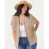 imageGRACE KARIN 2025 Womens Summer Lightweight Cardigan Sweater Crochet Short Sleeve Open Front Beach Knit Shrug OutwearKhaki