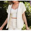 imageGRACE KARIN 2025 Womens Summer Lightweight Cardigan Sweater Crochet Short Sleeve Open Front Beach Knit Shrug OutwearWhite