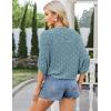 imageGRACE KARIN Womens Crochet Summer Cardigan Shrug 2025 Lightweight Open Front Hollowout Batwing Cardigan Sweater OutwearLight Blue