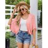 imageGRACE KARIN Womens Crochet Summer Cardigan Shrug 2025 Lightweight Open Front Hollowout Batwing Cardigan Sweater OutwearLight Pink
