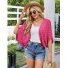 imageGRACE KARIN Womens Crochet Summer Cardigan Shrug 2025 Lightweight Open Front Hollowout Batwing Cardigan Sweater OutwearRose Red