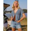 imageGRACE KARIN Womens Summer Short Sleeve Cropped Cardigans Lightweight Crochet Bolero Shrug Open Front Shrot Bolero SweaterBlue
