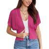 imageGRACE KARIN 2025 Women Short Sleeve Crochet Cardigan Summer Draped VNeck Bolero Shrug Sweater Hollow Out Beach Cover UpHot Pink