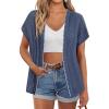 imageGRACE KARIN 2025 Womens Summer Lightweight Cardigan Sweater Crochet Short Sleeve Open Front Beach Knit Shrug OutwearGray Blue
