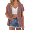 imageGRACE KARIN 2025 Womens Summer Lightweight Cardigan Sweater Crochet Short Sleeve Open Front Beach Knit Shrug OutwearGrey Pink