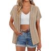 imageGRACE KARIN 2025 Womens Summer Lightweight Cardigan Sweater Crochet Short Sleeve Open Front Beach Knit Shrug OutwearKhaki
