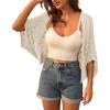 imageGRACE KARIN Womens Crochet Summer Cardigan Shrug 2025 Lightweight Open Front Hollowout Batwing Cardigan Sweater OutwearApricot