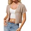 imageGRACE KARIN Womens Summer Short Sleeve Cropped Cardigans Lightweight Crochet Bolero Shrug Open Front Shrot Bolero SweaterKhaki