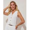 imageGRACE KARIN Sweater Vest Women Summer Sleeveless Knit Cardigans V Neck Collared Lightweight Button Down Sweaters TopsWhite