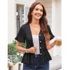 imageGRACE KARIN Women 2025 Short Sleeve Cropped Cardigan Trendy Lightweight V Neck Button Crochet HollowedOut Knit Shrug SweaterBlack