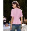 imageGRACE KARIN Women 2025 Short Sleeve Cropped Cardigan Trendy Lightweight V Neck Button Crochet HollowedOut Knit Shrug SweaterPink