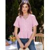 imageGRACE KARIN Women 2025 Short Sleeve Cropped Cardigan Trendy Lightweight V Neck Button Crochet HollowedOut Knit Shrug SweaterPink