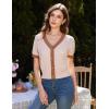 imageGRACE KARIN Womens Summer Cardigan Sweaters 2025 Short Sleeve Cropped V Neck Lightweight Textured Ribbed Sweaters TopsApricot