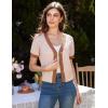 imageGRACE KARIN Womens Summer Cardigan Sweaters 2025 Short Sleeve Cropped V Neck Lightweight Textured Ribbed Sweaters TopsApricot