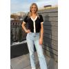 imageGRACE KARIN Womens Summer Cardigan Sweaters 2025 Short Sleeve Cropped V Neck Lightweight Textured Ribbed Sweaters TopsBlack