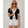 imageGRACE KARIN Womens Summer Cardigan Sweaters 2025 Short Sleeve Cropped V Neck Lightweight Textured Ribbed Sweaters TopsBlack