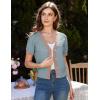 imageGRACE KARIN Womens Summer Cardigan Sweaters 2025 Short Sleeve Cropped V Neck Lightweight Textured Ribbed Sweaters TopsBlue Gray