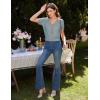 imageGRACE KARIN Womens Summer Cardigan Sweaters 2025 Short Sleeve Cropped V Neck Lightweight Textured Ribbed Sweaters TopsBlue Gray