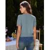 imageGRACE KARIN Womens Summer Cardigan Sweaters 2025 Short Sleeve Cropped V Neck Lightweight Textured Ribbed Sweaters TopsBlue Gray