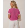 imageGRACE KARIN Womens Summer Cardigan Sweaters 2025 Short Sleeve Cropped V Neck Lightweight Textured Ribbed Sweaters TopsRose Red