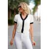 imageGRACE KARIN Womens Summer Cardigan Sweaters 2025 Short Sleeve Cropped V Neck Lightweight Textured Ribbed Sweaters TopsWhite
