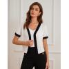 imageGRACE KARIN Womens Summer Cardigan Sweaters 2025 Short Sleeve Cropped V Neck Lightweight Textured Ribbed Sweaters TopsWhite