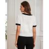 imageGRACE KARIN Womens Summer Cardigan Sweaters 2025 Short Sleeve Cropped V Neck Lightweight Textured Ribbed Sweaters TopsWhite
