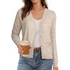 imageGRACE KARIN 2025 Womens Summer Cardigans Sweaters VNeck Long Sleeve Button Down Lightweight Knit CardiganApricot White