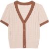 imageGRACE KARIN Womens Summer Cardigan Sweaters 2025 Short Sleeve Cropped V Neck Lightweight Textured Ribbed Sweaters TopsApricot
