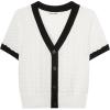 imageGRACE KARIN Womens Summer Cardigan Sweaters 2025 Short Sleeve Cropped V Neck Lightweight Textured Ribbed Sweaters TopsWhite