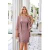 imageGRACE KARIN Sequin Dress for Women Knee Length Mother of the Bride Dresses Formal Dress Two Piece Dress with Chiffon JacketCoupled Pink