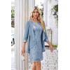 imageGRACE KARIN Sequin Dress for Women Knee Length Mother of the Bride Dresses Formal Dress Two Piece Dress with Chiffon JacketLight Gray Blue